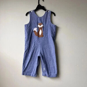 Boys FUNTASIA! TOO Sz 24m One Piece Longall Romper Blue With Brown‎ Fox